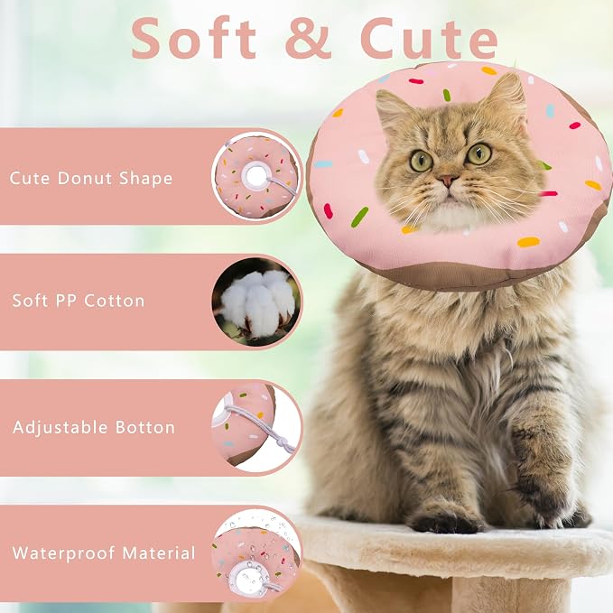 Cat Cone Collar Soft, Adjustable Cat Recovery Collar Kitten Cones to Stop - Image 3