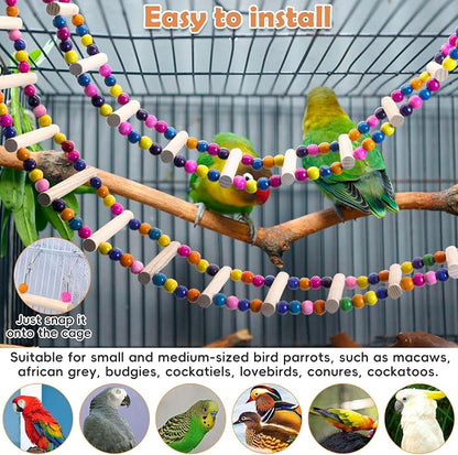 PINVNBY 2 PCS Extra Large Bird Ladder Toys, Wooden Parakeet Swing Toys - Image 7