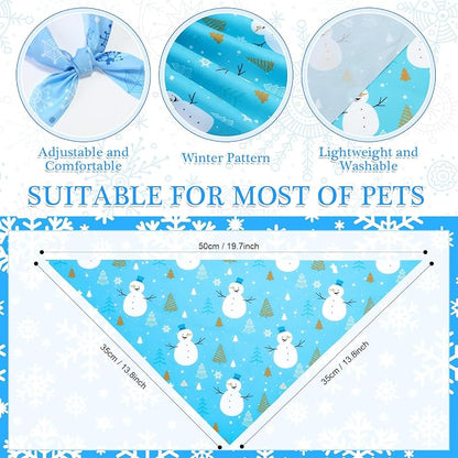 Abbylike 50 Pcs Winter Dog Bandanas Bulk Blue Snowflake Dog Bandanas - Image 3