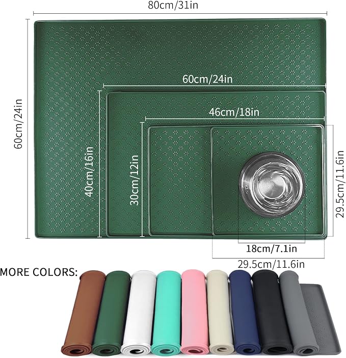Ptlom Pet Placemat for Dog and Cat, Waterproof Silicone Pet Feeding Bowl Mats - Image 2