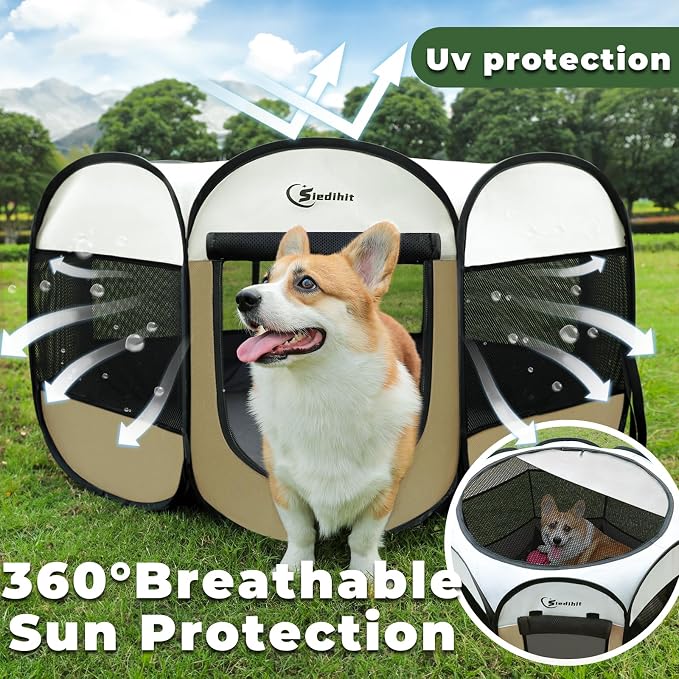 Dog Cat Playpen, Medium Puppy Pet Playpen, Dog Crate Tent Cage Indoor/Outdoor - Image 4