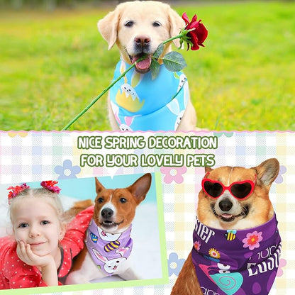 100 Pcs Easter Dog Bandanas Bulk Pet Bibs Colorful Triangle Scarf Pet Bandanas - Image 5
