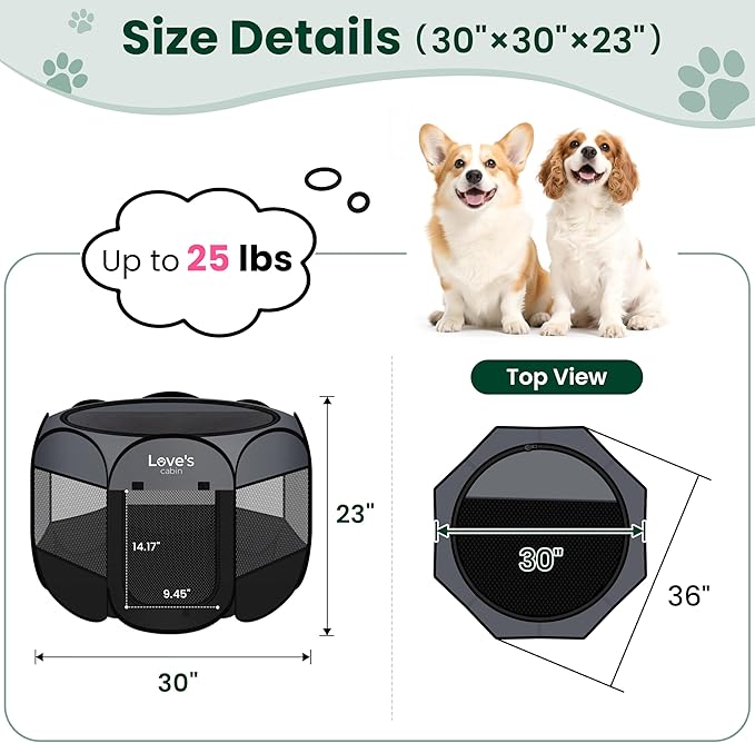 Love's cabin Pet Puppy Dog Playpen, Medium Dog Tent Crates Cage Indoor/Outdoor - Image 3