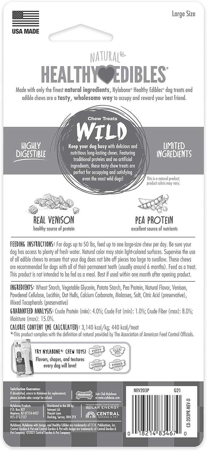 Nylabone Healthy Edibles WILD Natural Longer-Lasting Chew Treats, Venison Flavor - Image 8