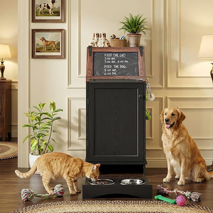Dog Food Feeding Station with Storage, Pet Food Storage Cabinet with Bowls and - Image 8