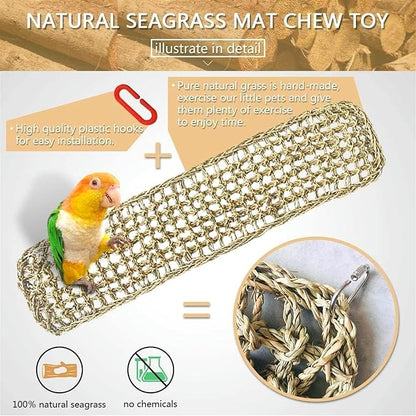 Bird Seagrass Mat 39.4×7" Natural Grass Woven Net Hammock Hanging on Parrot Cage - Image 2