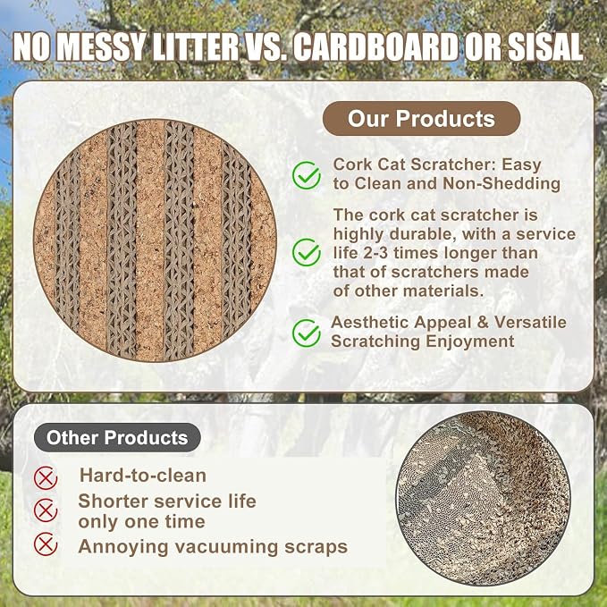 Natural Cork-Cat Scratcher Mat-Cat Scratch Pad Rug-cat Couch Protector-Wall - Image 5