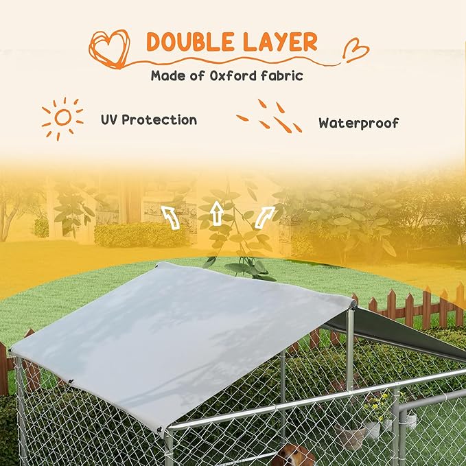 PawHut Outdoor Dog Kennel, Heavy Duty Dog Run Outdoor Fence - Image 5
