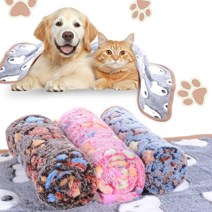 12 Pcs Dog Blanket Pet Paw Print Fleece Blanket Cat Soft Warm Sleep Mat Guinea - Image 7