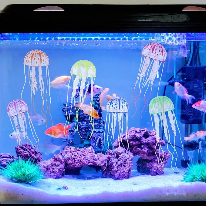 Lpraer 6 Pack Glow Jellyfish Floating Fish Tank Decorations Glowing Effect - Image 7