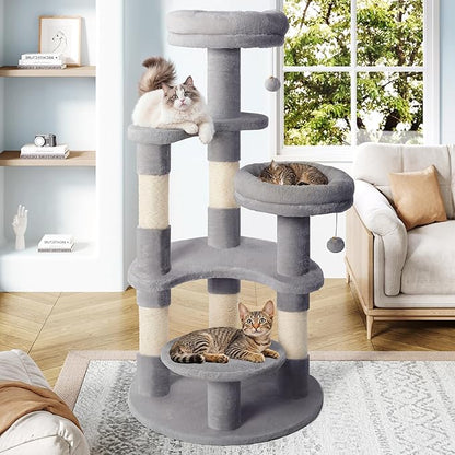 Allewie 55.5 in Cat Tree for Indoor Kitties/Soft Plush Perches/Multi-Level Cat by Allewie