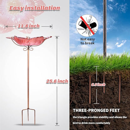 MUMTOP Bird Baths for Outdoors Glass Bird Bath Bowl Outdoor Bird Feeder Flower - Image 2