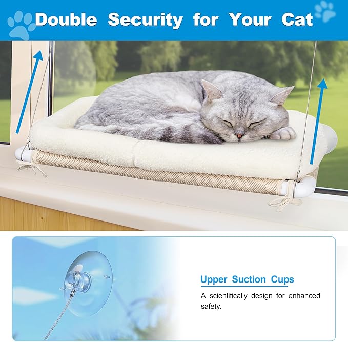 Fluffy Cat Window Bed for Indoor Cats – Strong Suction Cup Hammock - Image 4