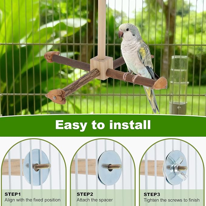 Rotating Bird Perches, Natural Wooden Perch - Image 5