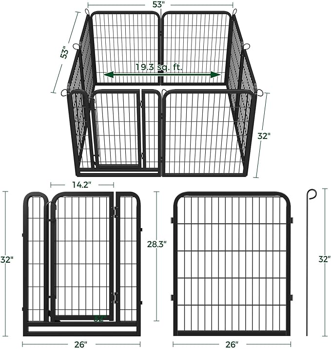 Yaheetech Dog Playpen Outdoor, 32 inch 8 Panels Dog Pen Indoor Heavy Duty Puppy - Image 7