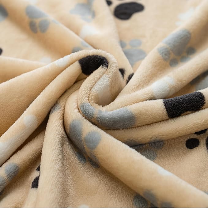 Dog Blanket Paw Bone Pattern 1 Pack 2 Super Soft Warm Flannel Sofa Cover Car - Image 5