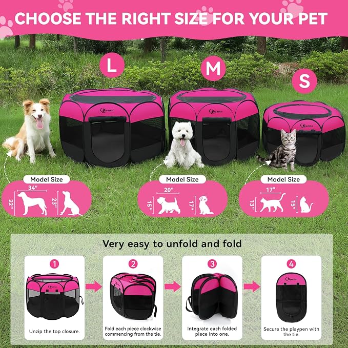 Dog Cat Playpen, Large Puppy Pet Playpen, Dog Crate Tent Cage Indoor/Outdoor - Image 2