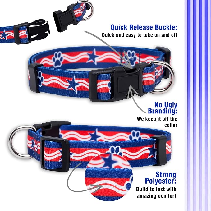 Native Pup American Flag Dog Collar- Red White and Blue- Patriotic Collars - Image 4