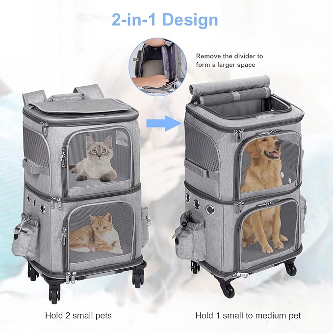 Extra Large Double-Compartment Pet Carrier Backpack - Image 2