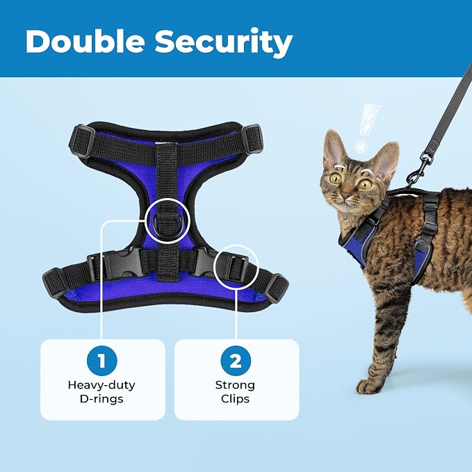 Voyager Escape-Proof Step-In Lock Cat Harness & 5ft Neoprene-Handle Leash Set - Image 5