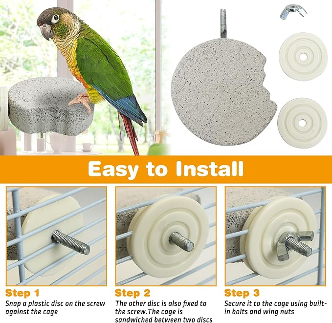 PINVNBY 6 PCS Bird Perch Parrot Beak Grinding Stone Calcium Mineral Parrot - Image 6