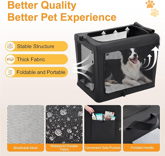 Dog Travel Crate 30 Inch, Portable Soft-Sided Travel Carriers - Image 5