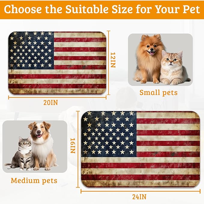 Retro Flag Dog Cat Food Mat, Absorbent Waterproof Placemat - Image 6