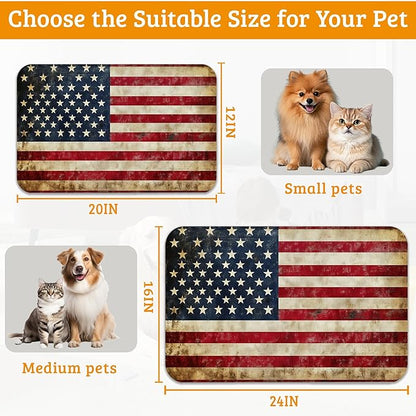 Retro Flag Dog Cat Food Mat, Absorbent Waterproof Placemat - Image 6