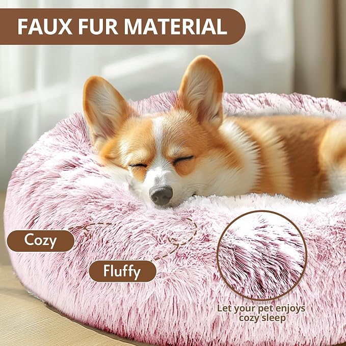 JOLLYVOGUE Calming Dog Bed Large Size Dog, Anti-Anxiety Donut Large Pet Bed - Image 2