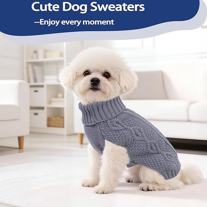 Dog Sweaters for Small Dogs Winter Dog Clothes Turtleneck Knit Puppy Sweater - Image 2