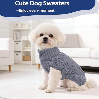 Dog Sweaters for Small Dogs Winter Dog Clothes Turtleneck Knit Puppy Sweater - Image 2