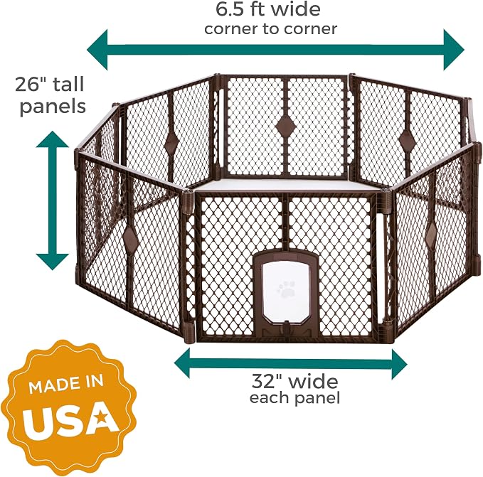 MyPet 8-Panel Petyard Passage: 6.5 ft. Wide 26 in. Tall Brown Freestanding - Image 8