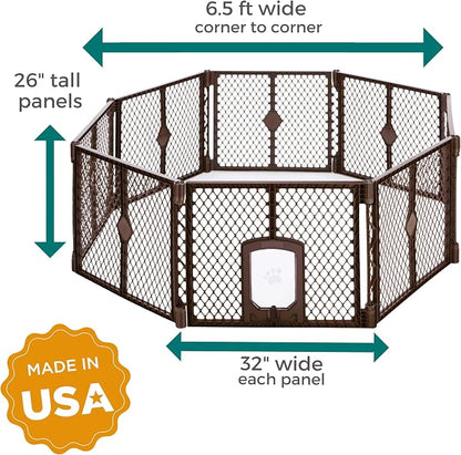 MyPet 8-Panel Petyard Passage: 6.5 ft. Wide 26 in. Tall Brown Freestanding - Image 8