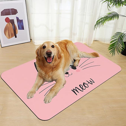 Pink Cat Dog Food Mat–Christmas Stocking Absorbent Quick Dry Feeding Placemat - Image 7