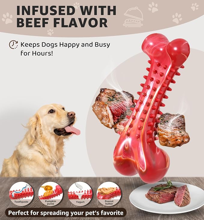 Dog Chew Toy for Aggressive Chewers, Tough Natural Rubber Bone - Image 3