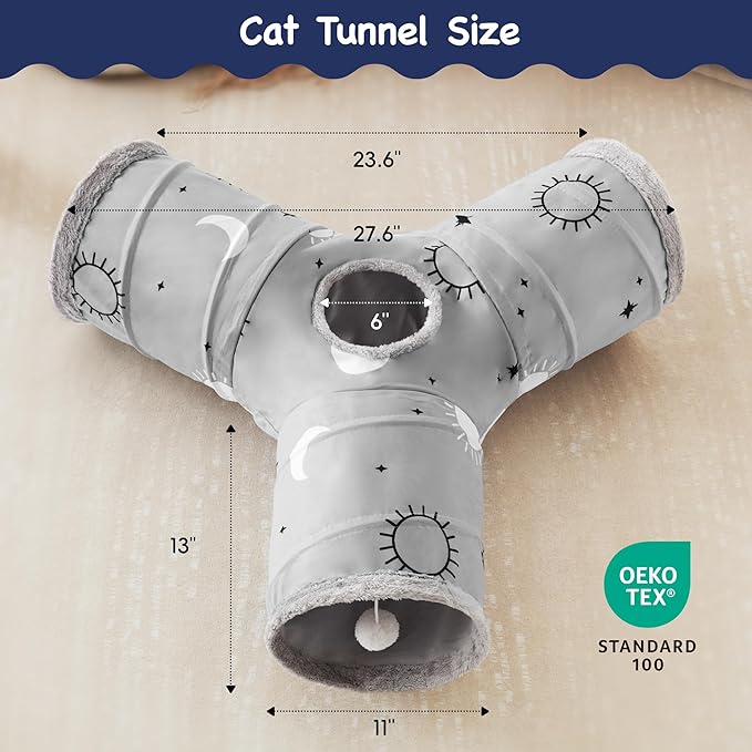 Tempcore Pet Cat Tunnel Tube Cat Toys 3 Way Collapsible, Cat Tunnels - Image 2