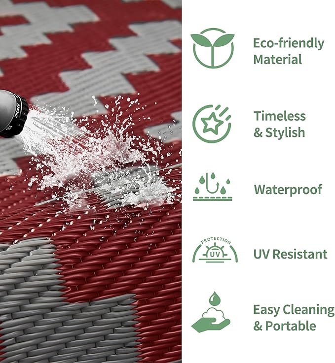 GENIMO Outdoor Rug for Patio Clearance, Lightweight Waterproof RV Camping Mat - Image 5
