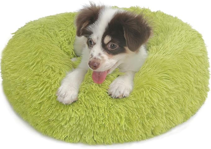 Calming Donut Dogs Beds for Small Dogs Washable, 19inch Fluffy Round Puppy Bed by nononfish