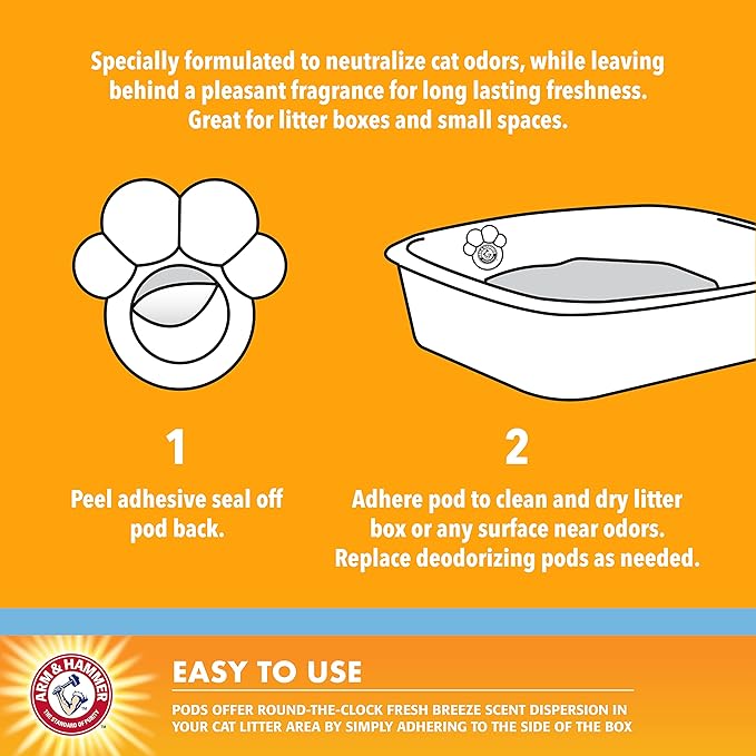 Arm & Hammer Pets Cat Litter Box Deodorizer Pods, Adhesive Odor Absorbing Gel - Image 4