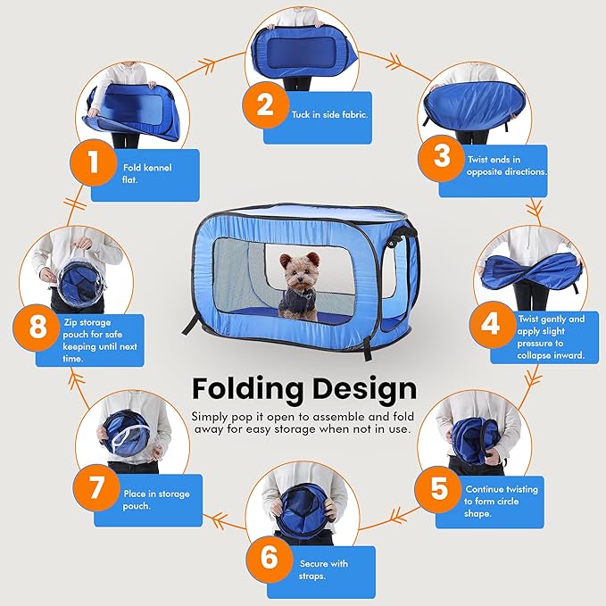 Beatrice Home Fashions Portable, Collapsible, Pop Up Kennel Travel Cat and Dog - Image 5