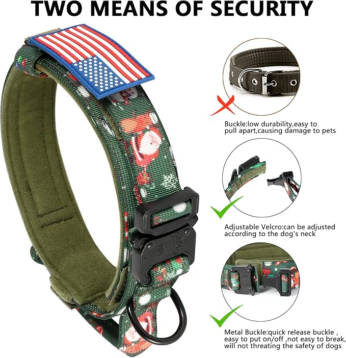 DAGANXI Christmas Tactical Dog Collar, Adjustable Military Training Nylon Dog - Image 5