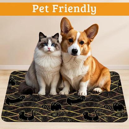 Japanese Cats Feeding Mat, Absorbent Quick-Dry Cat Dog Food and Water Bowl Mats - Image 2