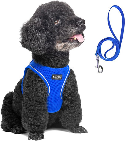 Fida Comfy Dog Harness with Leash, Soft Puppy Vest Escape Proof, Breathable by Fida
