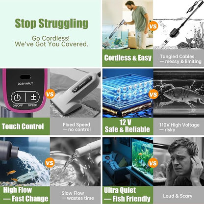 Cordless Aquarium Gravel Cleaner Vacuum: 6-in-1 Electric Fish Tank Cleaner - Image 6