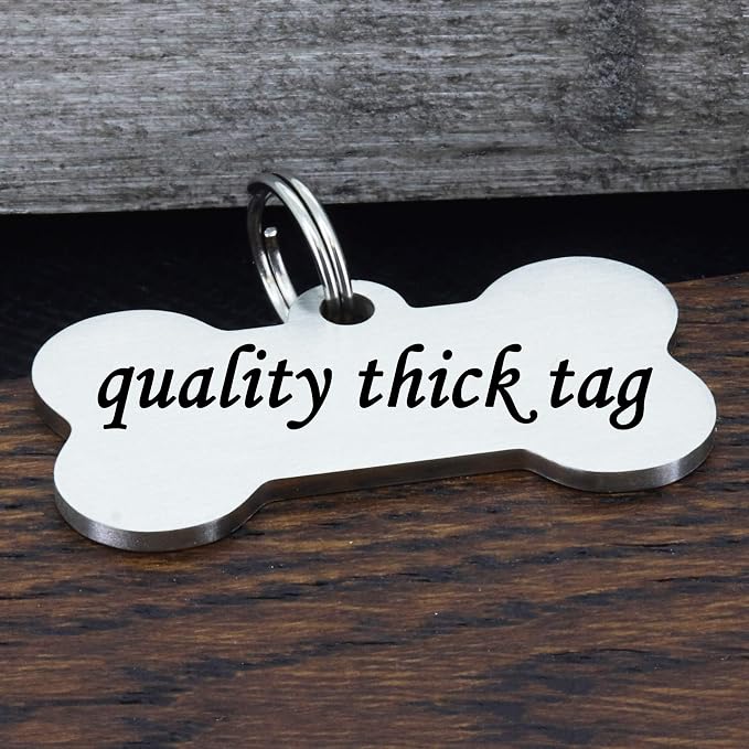 Ultra Joys Custom Personalized Dog ID Tag, Brushed Stainless Steel Bone Dog Tag - Image 8