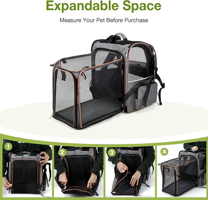 Lekebobor Extra Large Cat Backpack Carrier Expandable Pet Carrier Backpack - Image 3