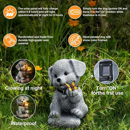 Solar Dog Garden Statue with Lantern Light – 8.2in Outdoor Dog Figurine - Image 4