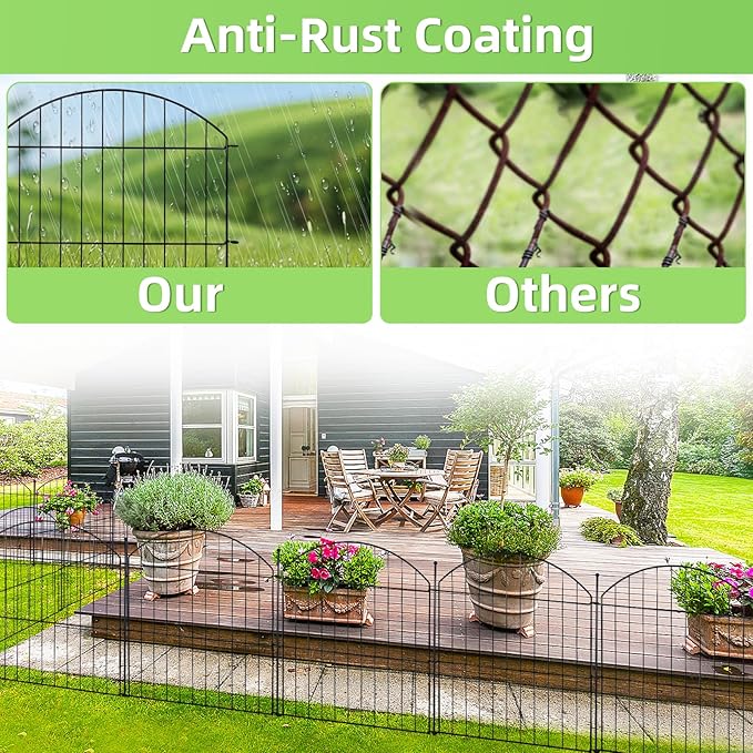 Decorative Garden Fence 24in x20ft, 10 Pack No Dig Fence Animal Barrier - Image 7