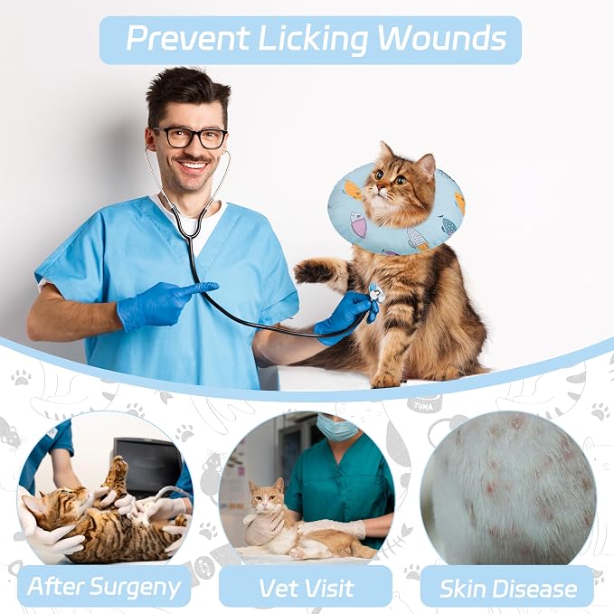 Cat Cone Collar Soft, Adjustable Cat Recovery Collars Kitten Cones to Stop - Image 6