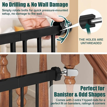 keny 51" Extra Tall Pet Gate, 29.7"-46" Wide Adjustable Cat Gate - Image 4